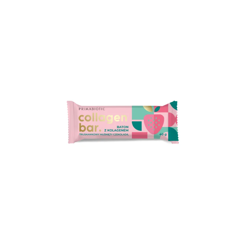 Primabiotic Collagen Bar Baton truskawkowy z kolagenem muśnięty czekoladą 12 sztuk