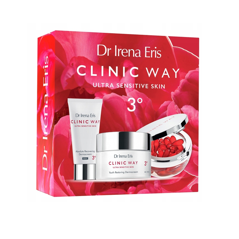 Dr Irena Eris Clinic Way 3° zestaw Dermokrem SPF 20, 50 ml + Dermokrem Odbudowujący na noc 30 ml + Dermokapsułki 30 szt.