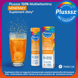 Plusssz 100% Multiwitamina + Minerały 20 tabletek musujących smak mango & pomarańcza