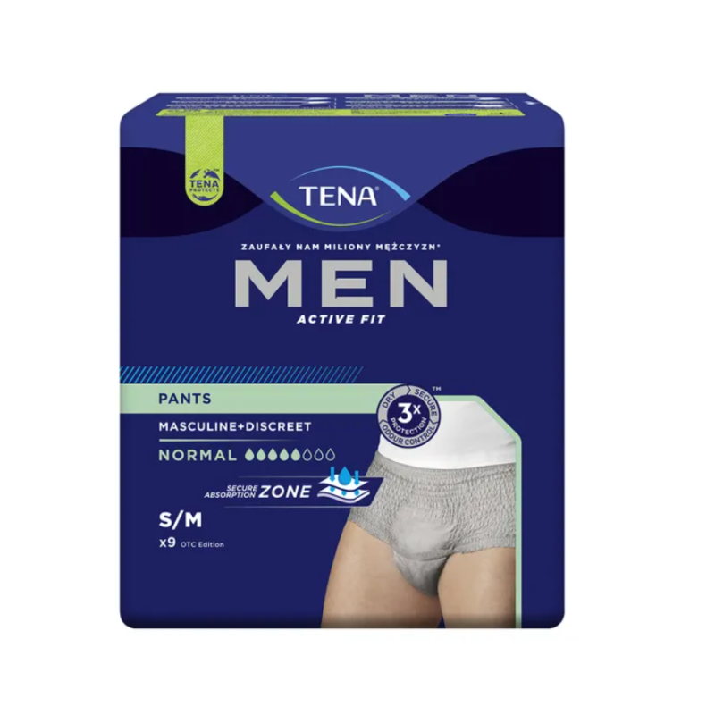 TENA Men Pants Normal OTC Edition Grey bielizna chłonna rozmiar S/M 9 sztuk