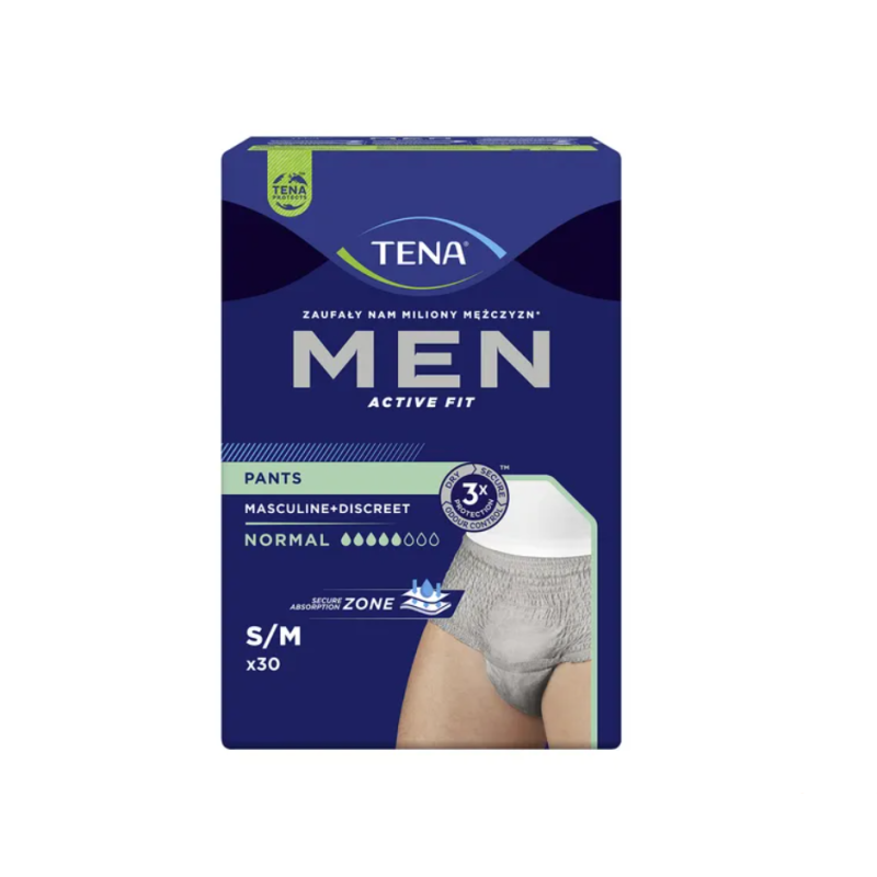 TENA Men Pants Normal Grey bielizna chłonna rozmiar S/M 30 sztuk