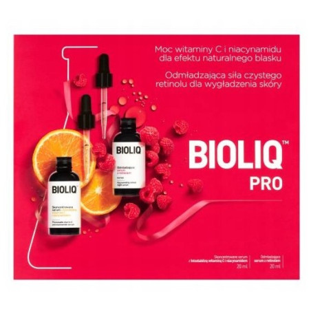 BIOLIQ PRO Skoncentrowane serum z fotostabilną witaminą C i niacynamidem 20ml + Odmładzające serum z retinolem 20ml