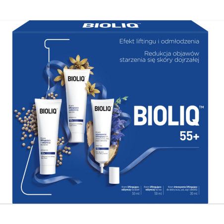 BIOLIQ 55+ zestaw: Krem intensywnie liftingujący 30 ml + na dzień 50 ml +  na noc 50 ml