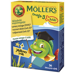 Moller's Omega-3 Rybki jabłkowe 36 sztuk
