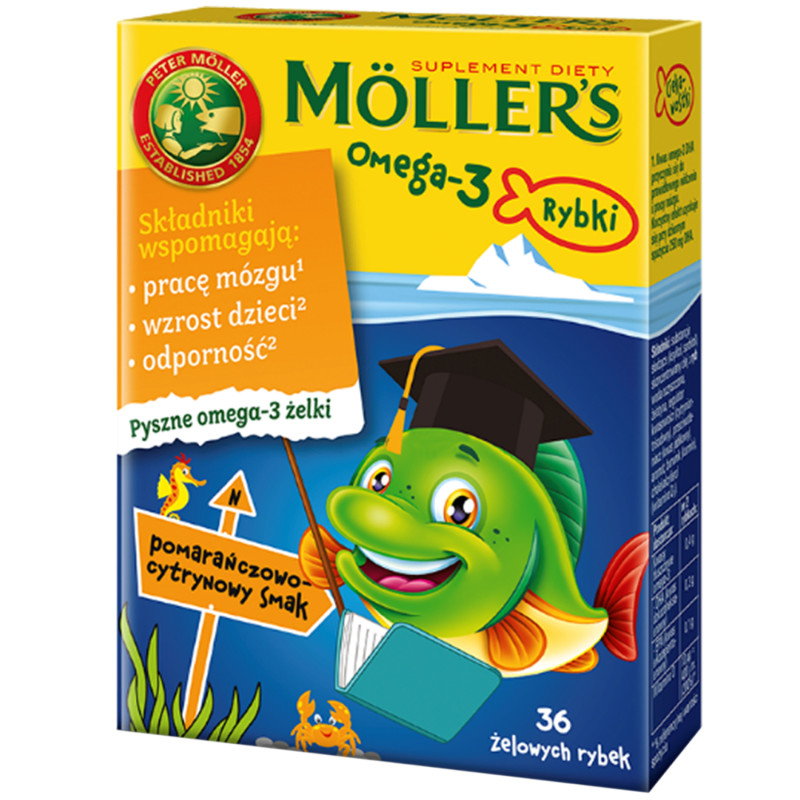 Moller's Omega-3 Rybki Pomarańczowo-cytrynowe 36 sztuk