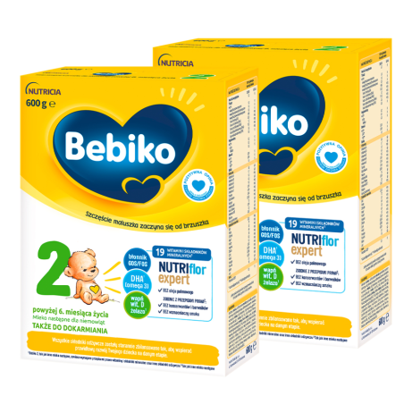 Bebiko 2 NUTRIflor Expert Mleko następne dla niemowląt powyżej 6. miesiąca życia ZESTAW 2x600g