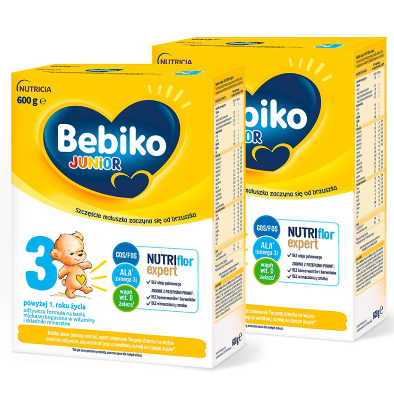 Bebiko Junior 3 NUTRIflor Expert Mleko modyfikowane dla dzieci powyżej 1. roku życia ZESTAW 2x600g
