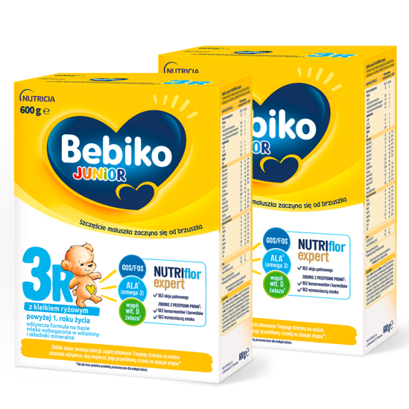 Bebiko Junior 3R NUTRIflor Expert odżywcza formuła na bazie mleka dla dzieci powyżej 1. roku życia ZESTAW 2x600g