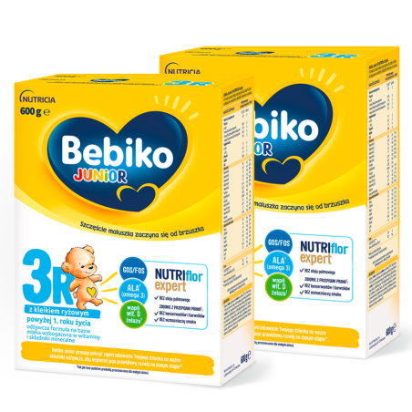 Bebiko Junior 3R NUTRIflor Expert Mleko modyfikowane dla dzieci powyżej 1. roku życia ZESTAW 2x600g