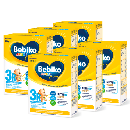 Bebiko Junior 3R NUTRIflor Expert Mleko modyfikowane dla dzieci powyżej 1. roku życia ZESTAW 6x600g