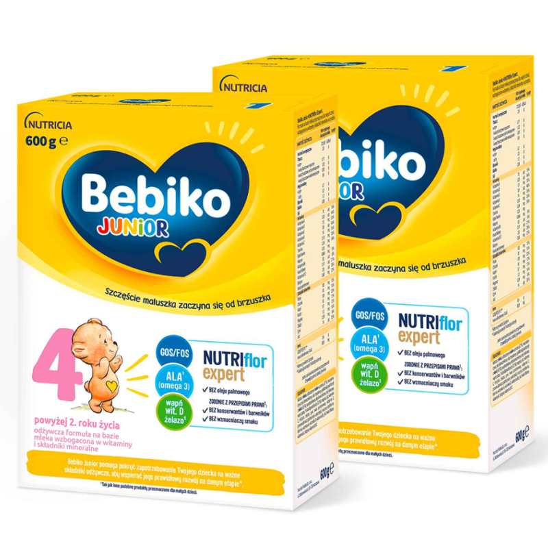 Bebiko Junior 4 NUTRIflor Expert Mleko modyfikowane dla dzieci powyżej 2. roku życia ZESTAW 2x600g