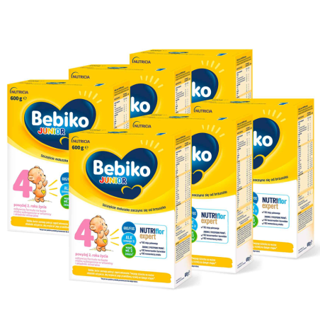 Bebiko Junior 4 NUTRIflor Expert odżywcza formuła na bazie mleka dla dzieci powyżej 2. roku życia ZESTAW 6x600g