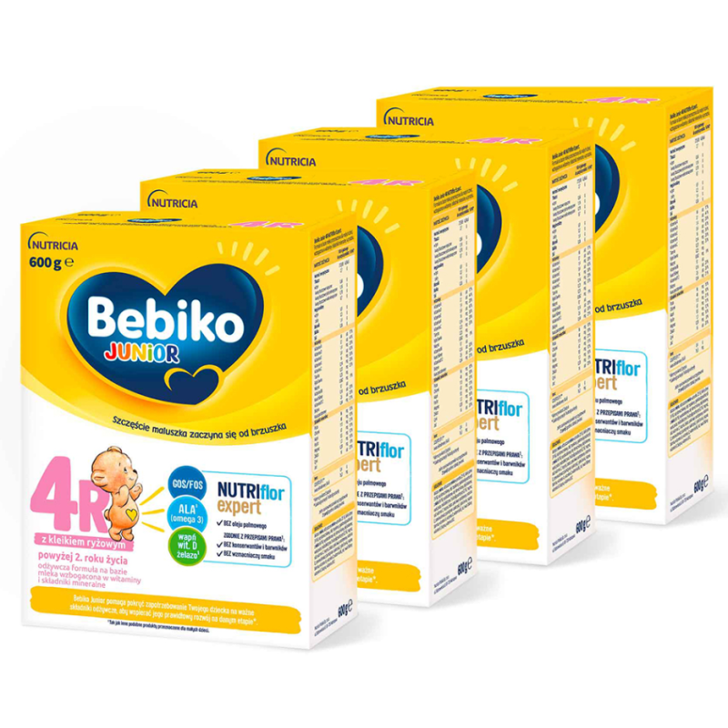 Bebiko Junior 4R NUTRIflor Expert Mleko modyfikowane dla dzieci powyżej 2. roku życia ZESTAW 4x600g