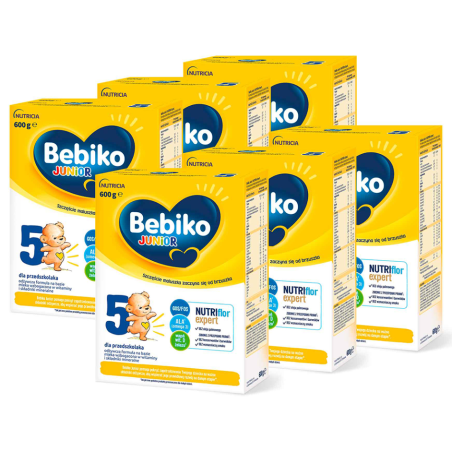 Bebiko Junior 5 NUTRIflor Expert odżywcza formuła na bazie mleka dla przedszkolaka ZESTAW 6x600g