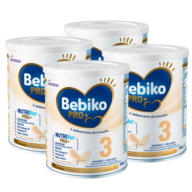Bebiko Pro+ 3 Mleko modyfikowane dla dzieci powyżej 1. roku życia ZESTAW 4x700g