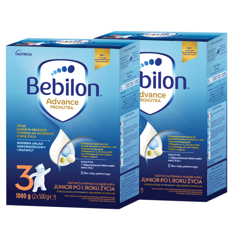 Bebilon 3 Pronutra Advance Mleko modyfikowane po 1. roku życia ZESTAW 2x1000g