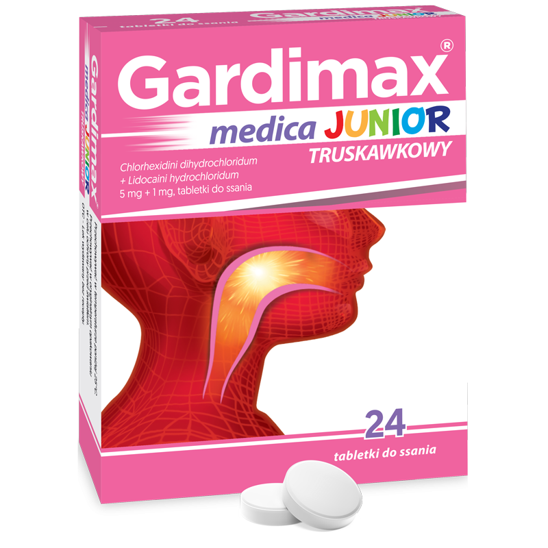 Gardimax Medica Junior truskawkowy 24 tabletki do ssania