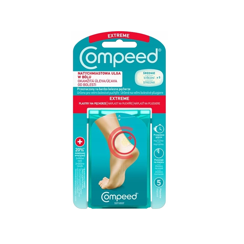 Compeed Extreme Plastry na pęcherze na piętach średnie 5 sztuk