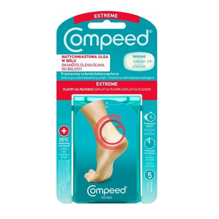 Compeed Extreme Plastry na pęcherze na piętach średnie 5 sztuk