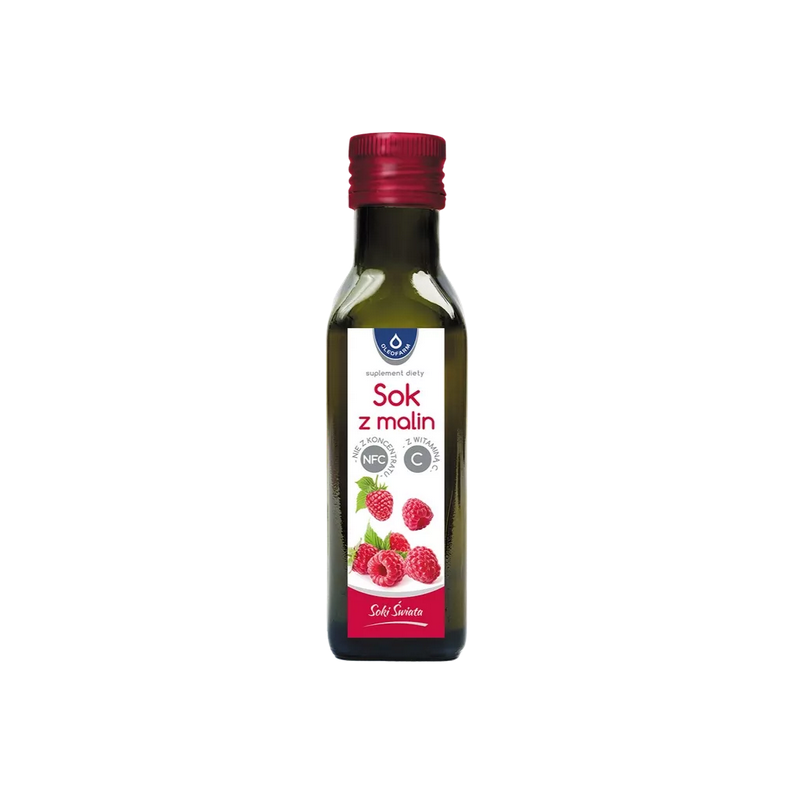 Oleofarm sok z malin z witaminą C 100 ml, Data ważności: 31.08.2024r.