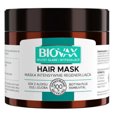 Biovax Biotyna Plus Włosy Słabe i Wypadające Maska Intensywnie Regenerująca 250ml
