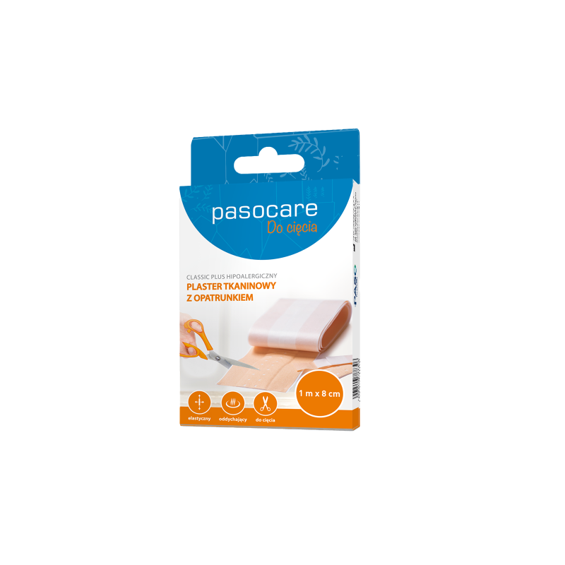 Pasocare Classic Plus hipoalergiczny plaster tkaninowy z opatrunkiem 1m x 8cm 1 sztuka