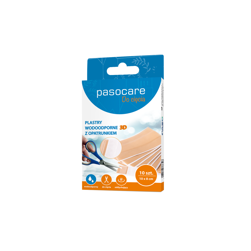 Pasocare plastry wodoodporne 3D z opatrunkiem do cięcia 10x6 cm 10 sztuk