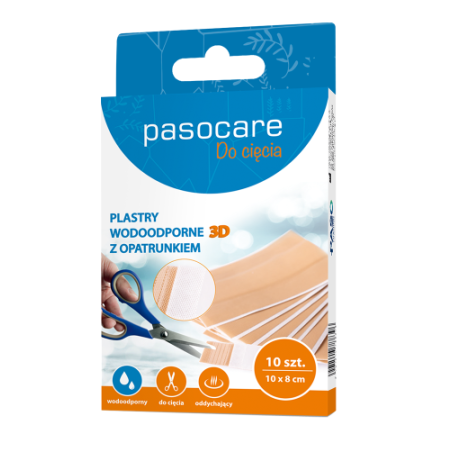 Pasocare plastry wodoodporne 3D z opatrunkiem do cięcia 10x6 cm 10 sztuk