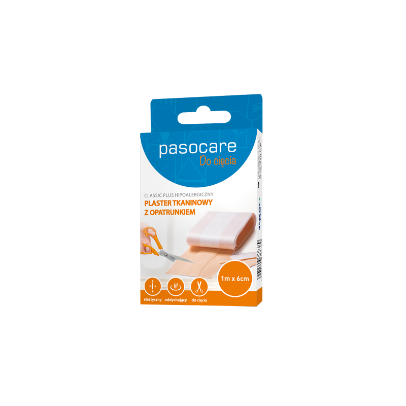 Pasocare Classic Plus hipoalergiczny plaster tkaninowy z opatrunkiem 1m x 6cm 1 sztuka