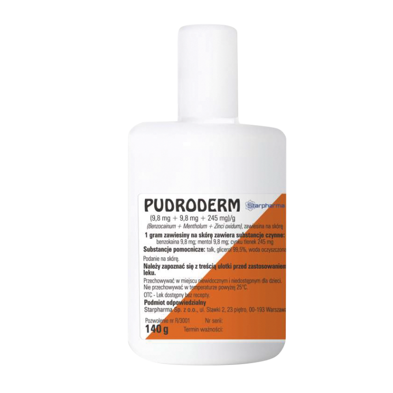 PUDRODERM miejscowo znieczulający i przeciwświądowy 140g