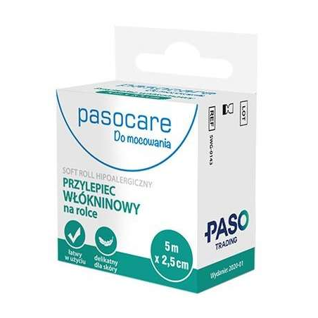 Pasocare Soft Roll Przylepiec włókninowy na rolce 5m x 2,5cm 1 sztuka