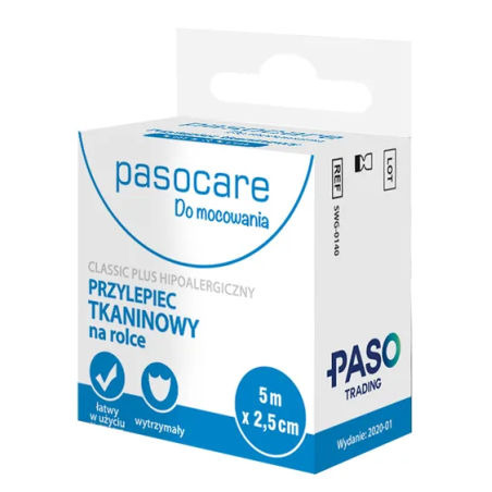 Pasocare Soft Roll Przylepiec tkaninowy na rolce 5m x 2,5cm 1 sztuka