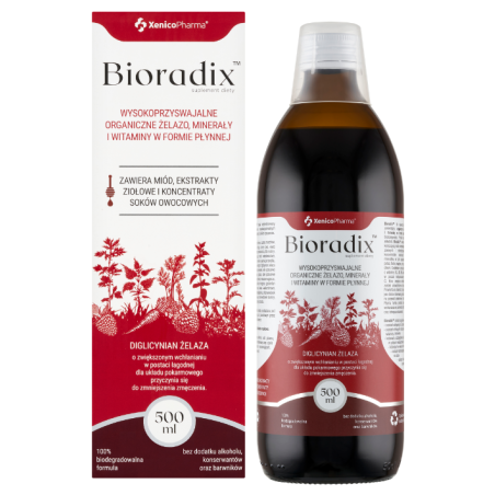 Bioradix organiczne żelazo, witaminy i minerały w płynie 500ml