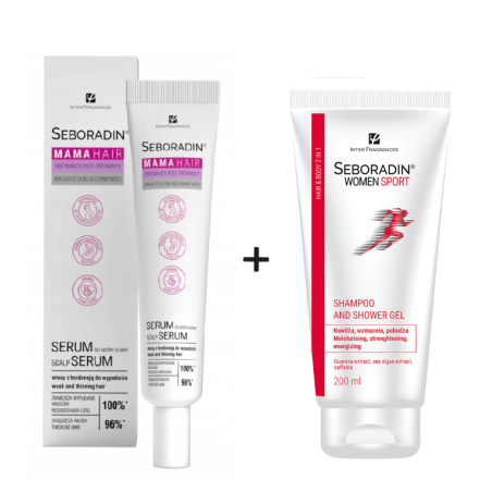 Seboradin Mama Hair Serum do skóry głowy 100ml + Seboradin Women Sport Szampon i żel 2w1 200ml