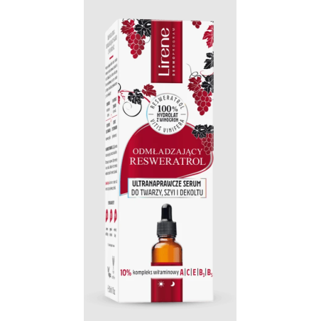 Lirene Resveratrol Serum odmładzające ultranaprawcze do twarzy, szyi i dekoltu 30ml