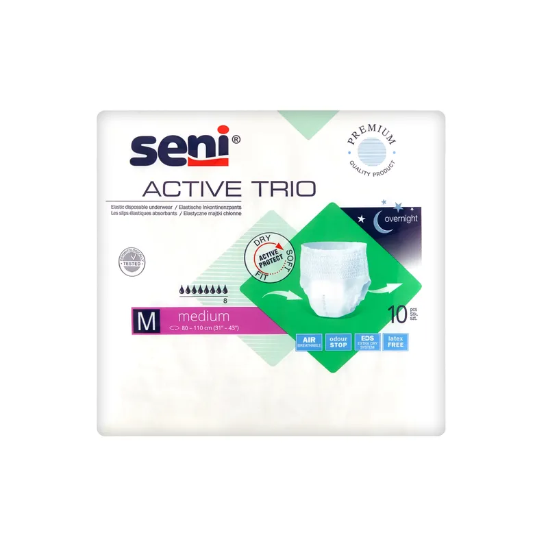 Seni Activ Trio Medium elastyczne majtki chłonne M 10 sztuk