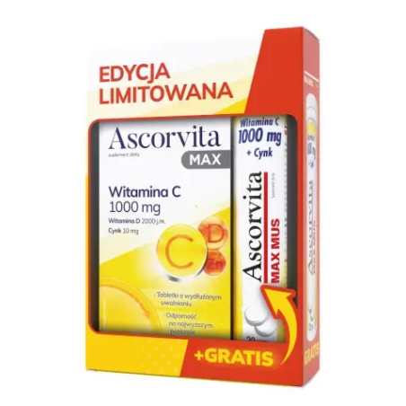 Ascorvita Max Zestaw 30 tabletek + 24 tabletki musujące