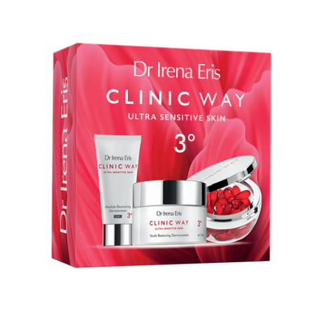 Dr Irena Eris Clinic Way 3° zestaw Dermokrem SPF 20, 50 ml + Dermokrem Odbudowujący na noc 30 ml + Dermokapsułki 30 szt.