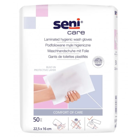 Seni Care Myjki higieniczne podfoliowane 22,5x16cm 50 sztuk