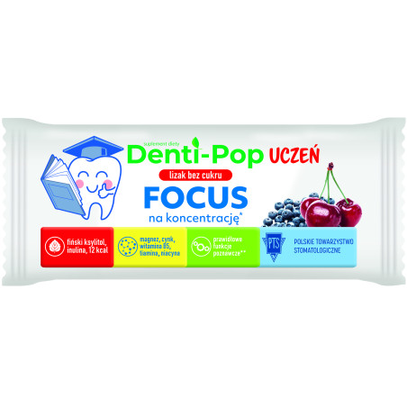 Denti – Pop UCZEŃ Lizak bez cukru FOCUS 1 sztuka