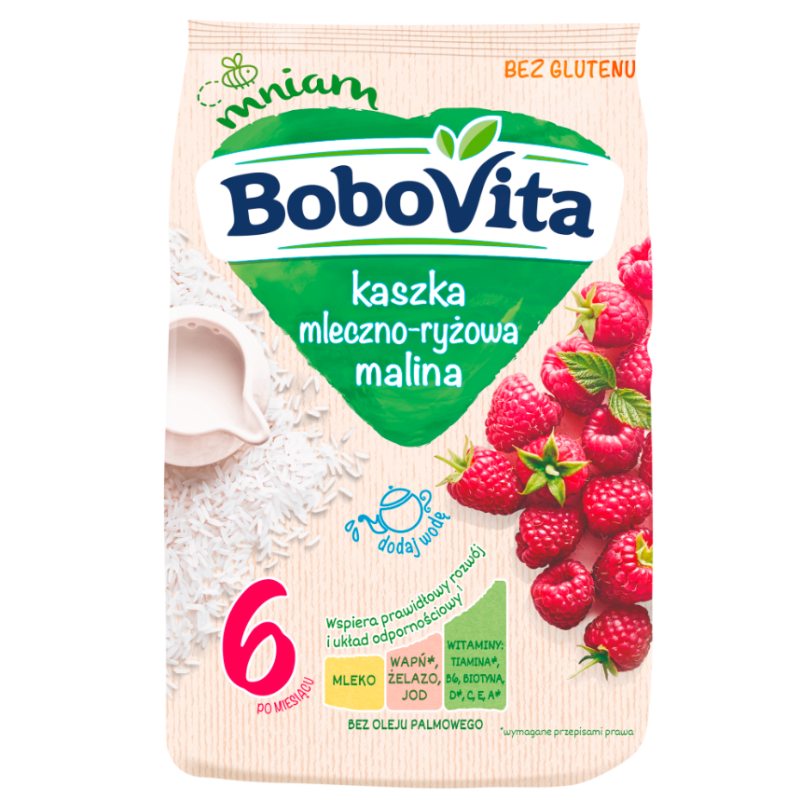 BoboVita Kaszka mleczno-ryżowa malina po 6. miesiącu 230g