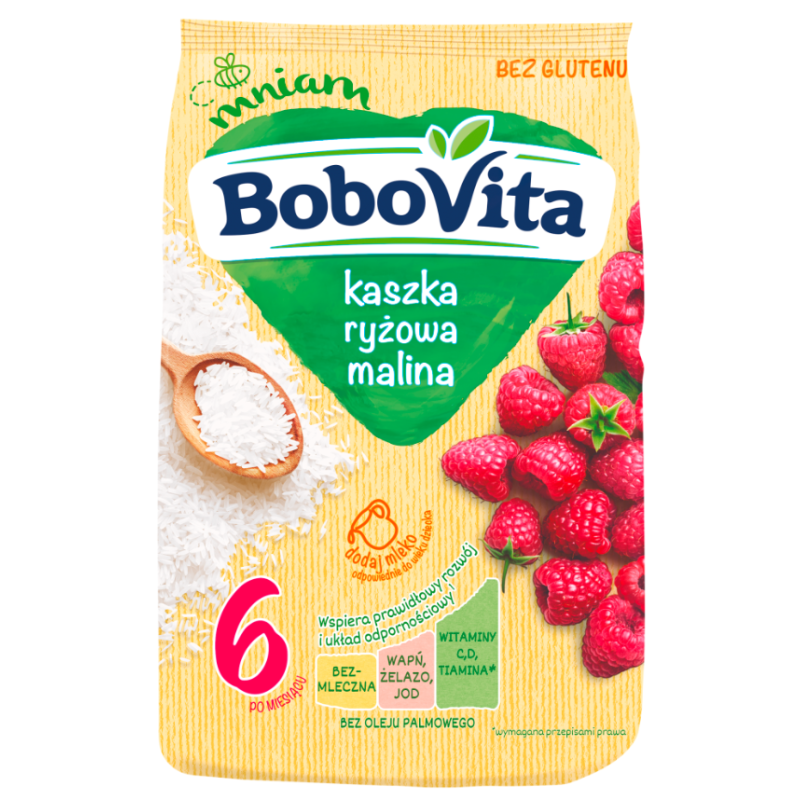 BoboVita Kaszka ryżowa malina po 6. miesiącu 180g