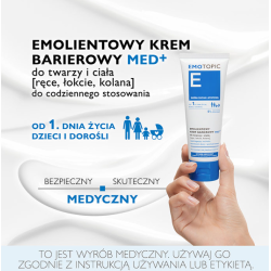 EMOTOPIC EMOLIENTOWY KREM BARIEROWY MED+ do twarzy i ciała [ręce, łokcie, kolana] do codziennego stosowania 75ml