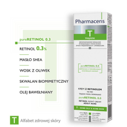 Pharmaceris T pureRETINOL 0.3 Krem z retinolem trądzik wieku dorosłego na noc 40ml