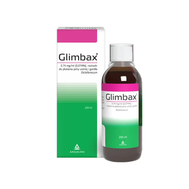 Glimbax 0,74 mg/ml (0,074%) roztwór do płukania jamy ustnej i gardła 200ml