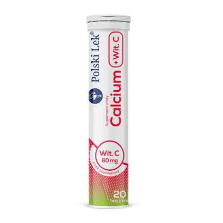 Calcium + witamina C (smak poziomkowy) 20 tabletek musujących