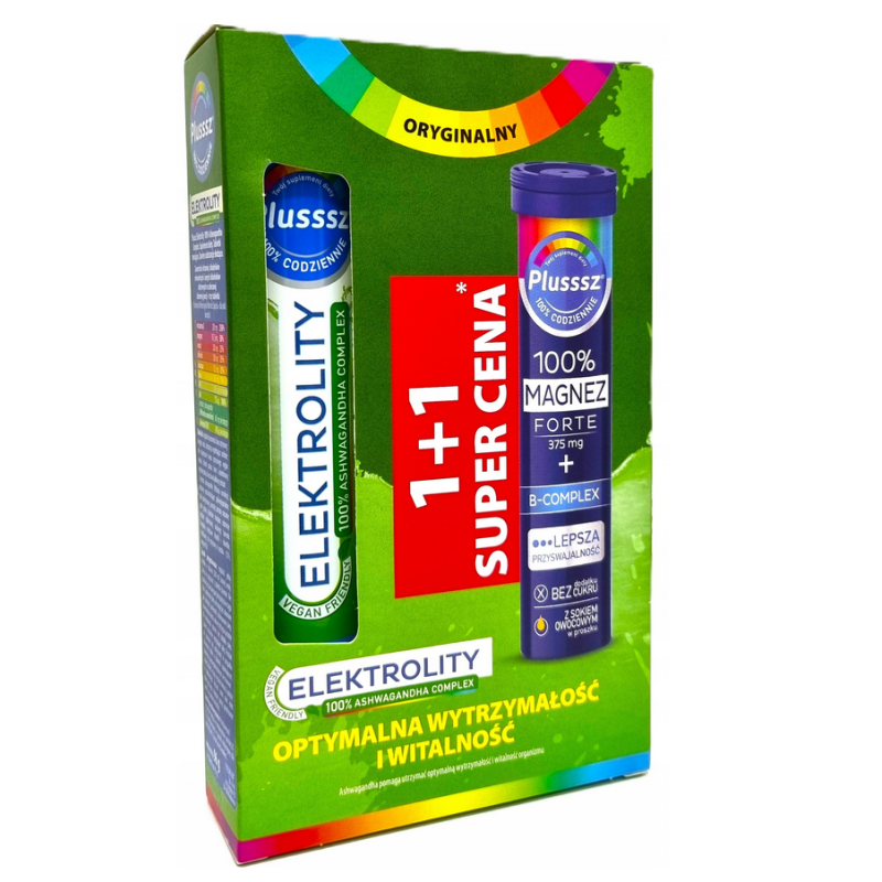 Plusssz zestaw Elektrolity Ashwagandha Complex + Magnez Forte B Complex