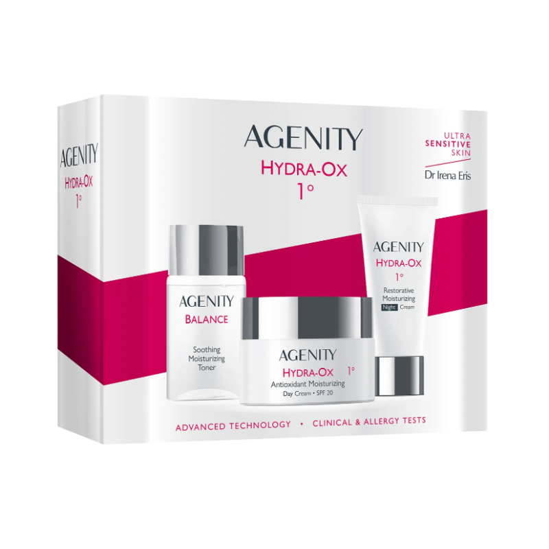 Agenity Hydra-Ox 1° Zestaw Krem na dzień 50ml SPF20+ Krem na noc 25ml+ Tonik nawilżający 50ml