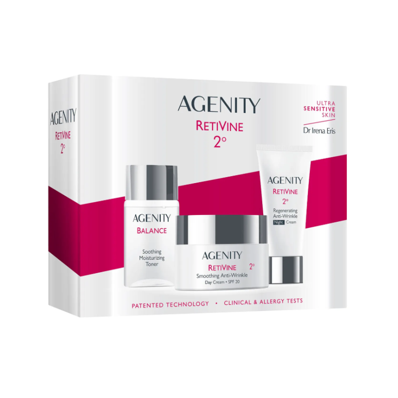 Agenity Retivine 2° Zestaw Krem na dzień SPF20 50ml + Krem na noc 25ml + Tonik nawilżający 50ml
