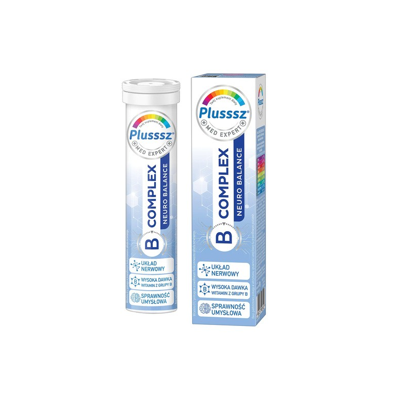 Plusssz B-Complex Neuro Balance smak pomarańcza-brzoskwinia 20 tabletek musujących